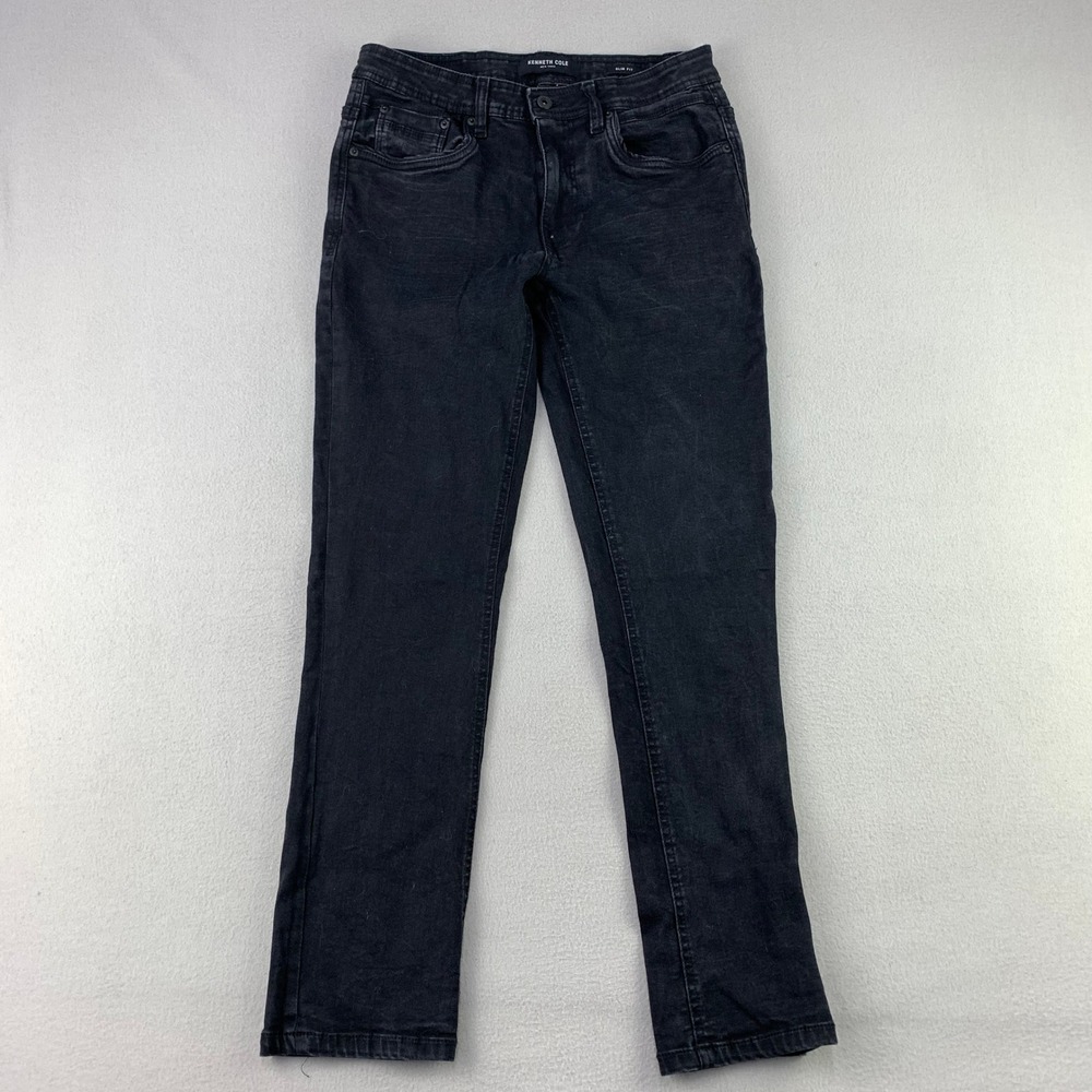 Kenneth Cole Jeans Slim-Fit Mens 30x30 Black Comfort Stretch Denim Preppy Casual